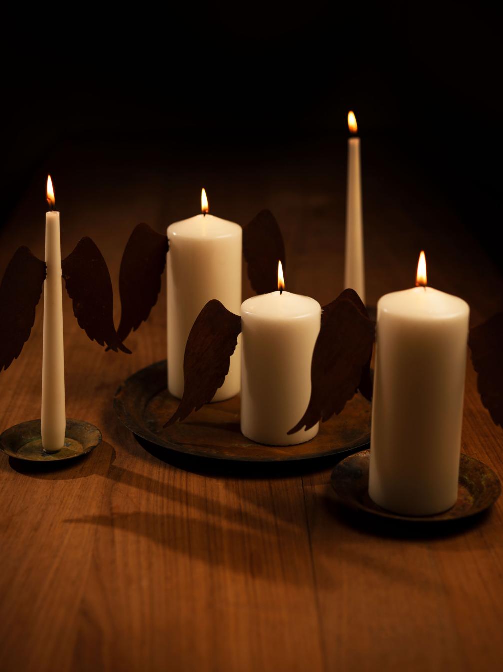 Rusty Metal Wings, Church Candles