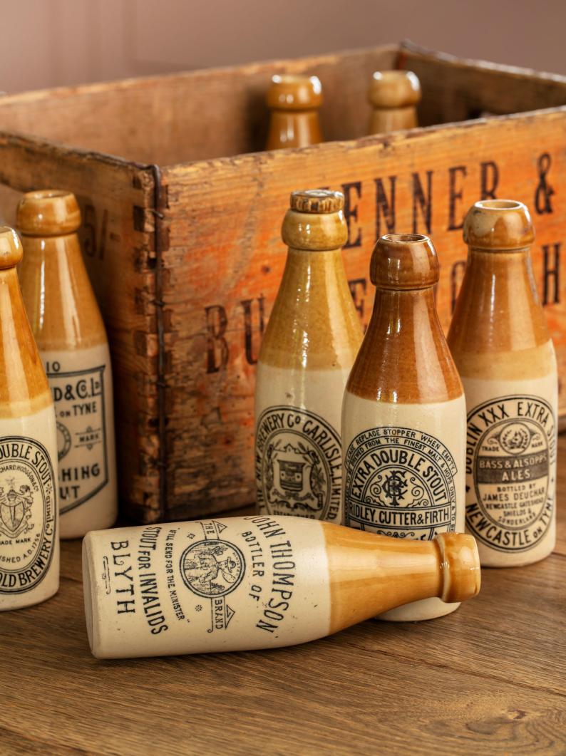 Old Stoneware Beer Bottles