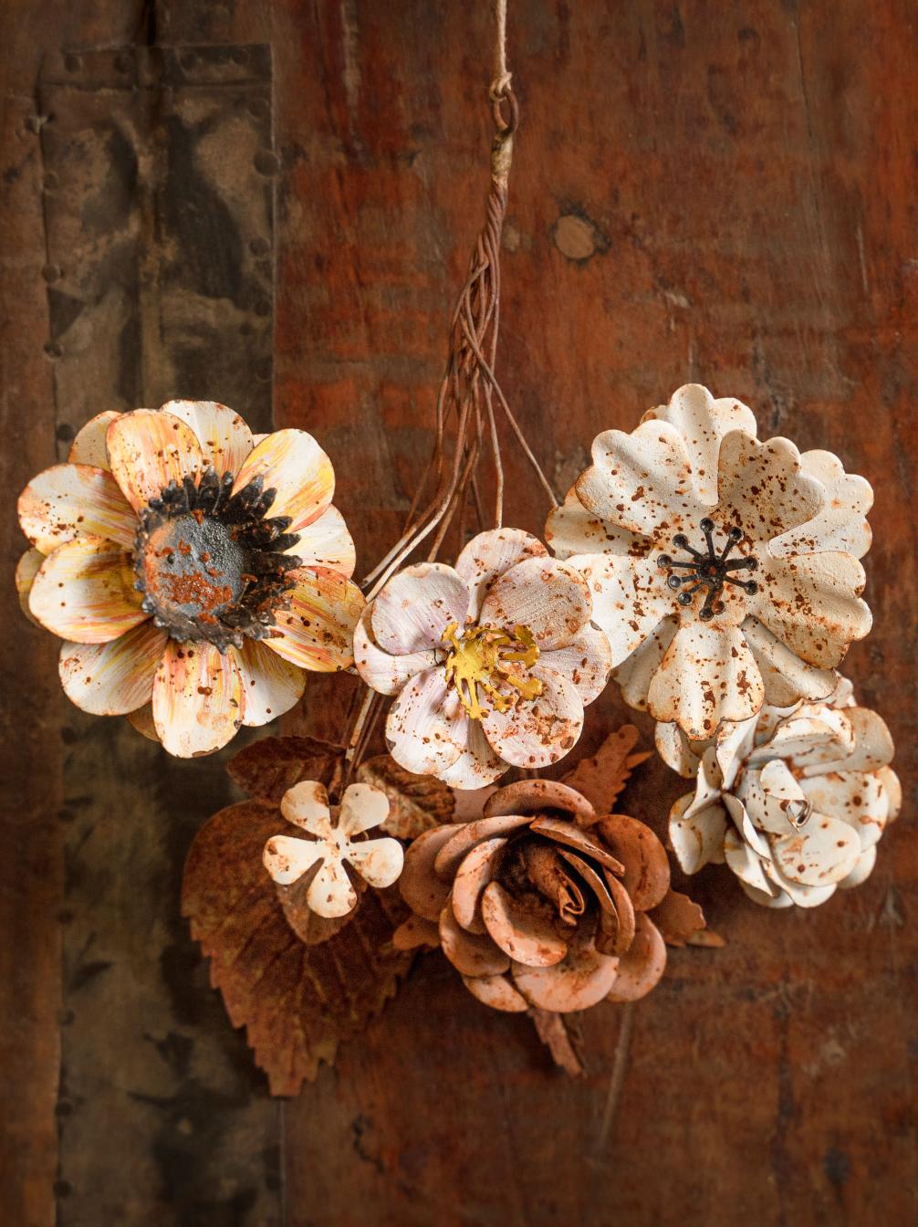 Rust & Cream Metal Flower Bunch