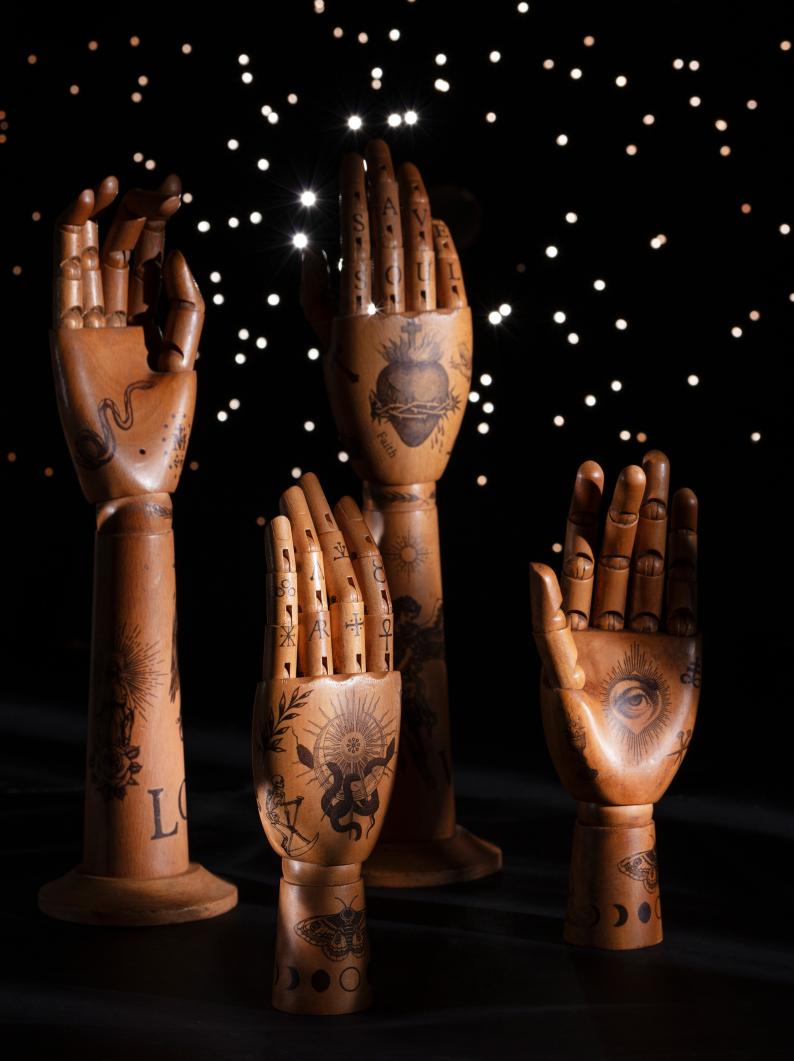 Tattooed Wooden Hands